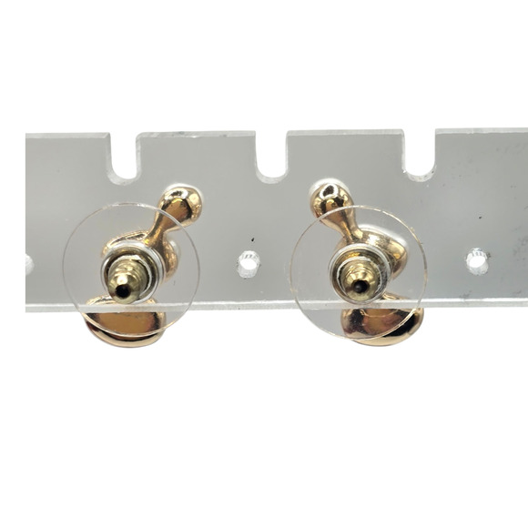 Earrings Gold Tone Faux Pearl Cluster Stud Womens Post Back Dainty SKU2410 - Picture 5 of 6